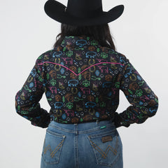 Blusa Panhandle Est Vegas Print Negro 014