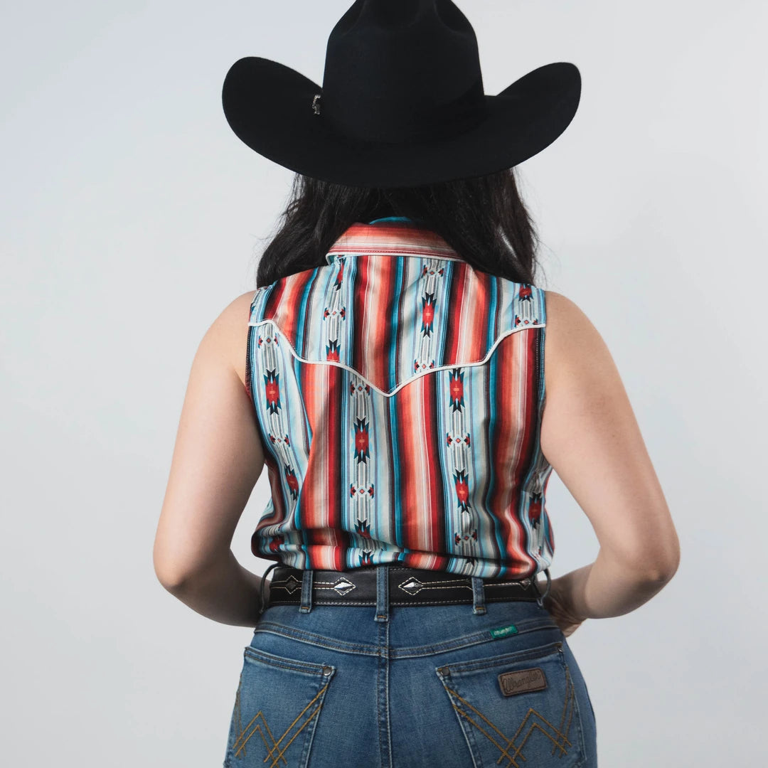 Blusa Rock&Roll Navajo Retro Turq/Rojo 022