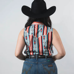 Blusa Rock&Roll Navajo Retro Turq/Rojo 022