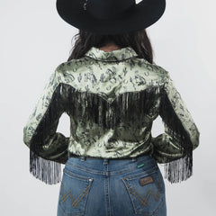 Blusa Rock&Roll Est Satin Western Olivo 023