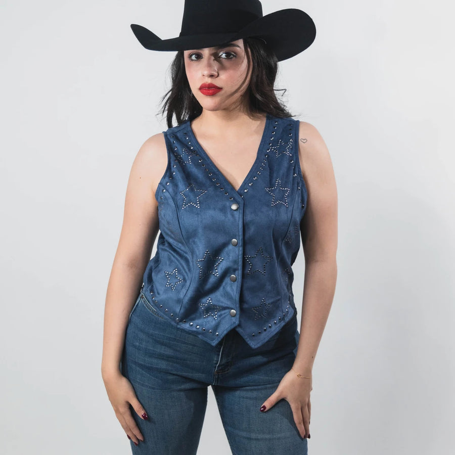 Chaleco Rock&Roll Gamucina Estrellas Blue 016