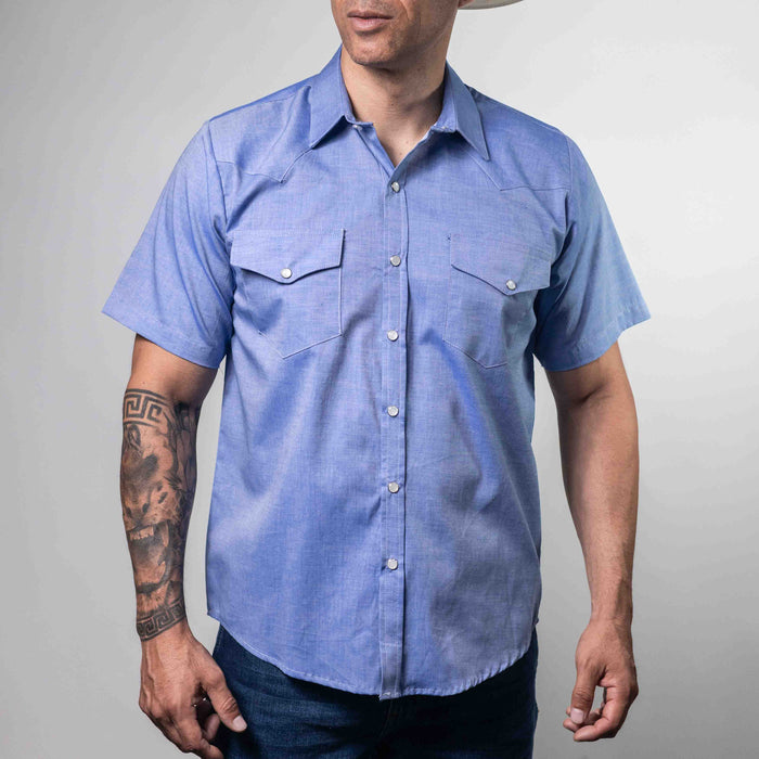 Camisa Custer Manga Corta Textura Venecia Azul