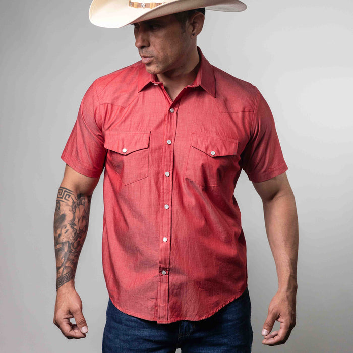 Camisa Custer Manga Corta Textura Venecia Rojo