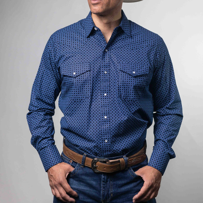 Camisa Hannover Estampada Negro/Azul