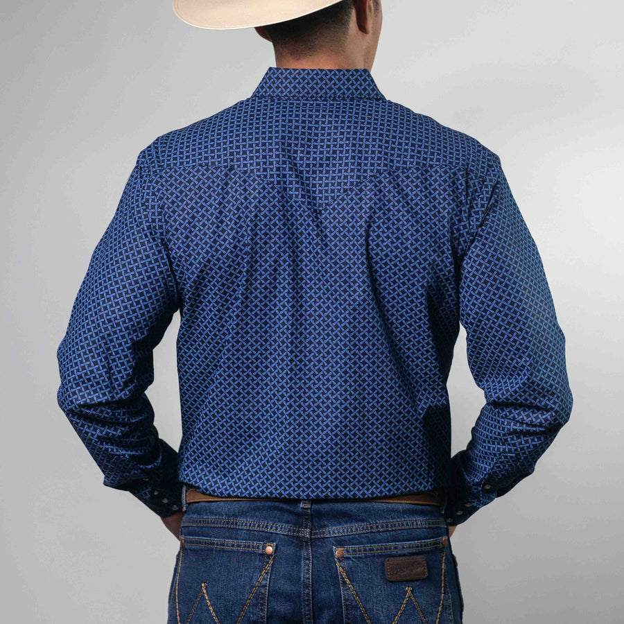 Camisa Hannover Estampada Negro/Azul