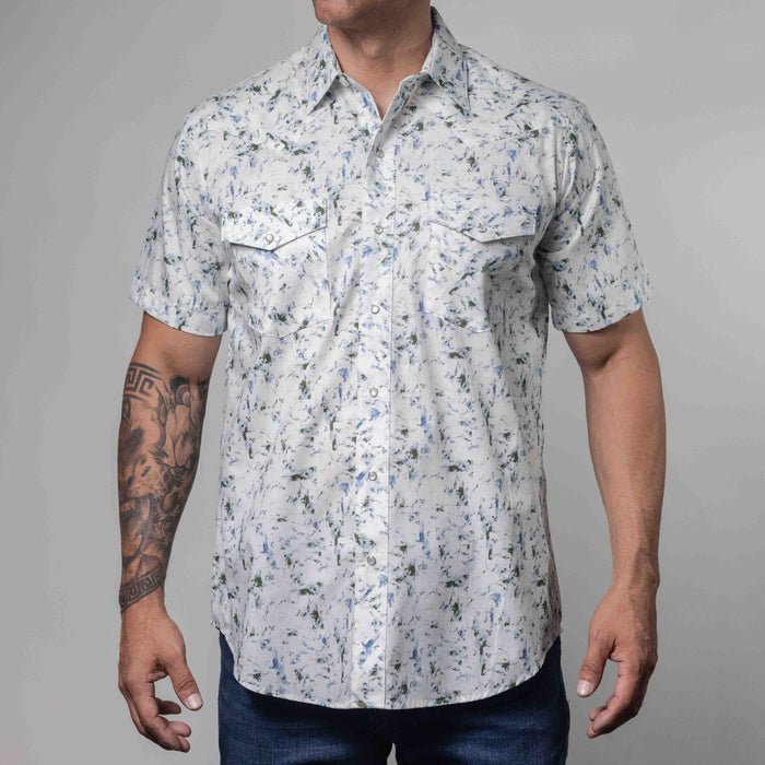 Camisa Hannover Manga Corta Estampada Blanco Stain