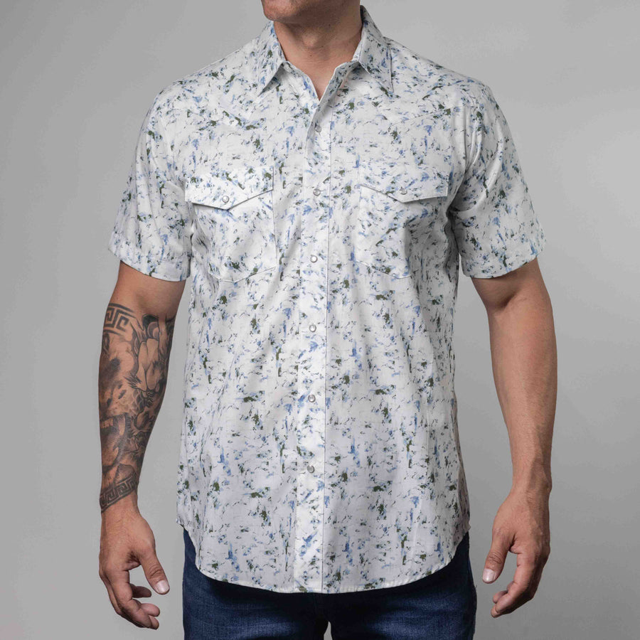 Camisa Hannover Manga Corta Estampada Blanco Stain