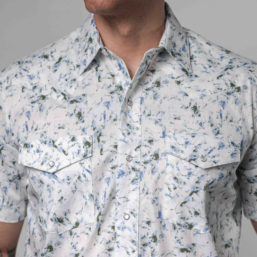 Camisa Hannover Manga Corta Estampada Blanco Stain