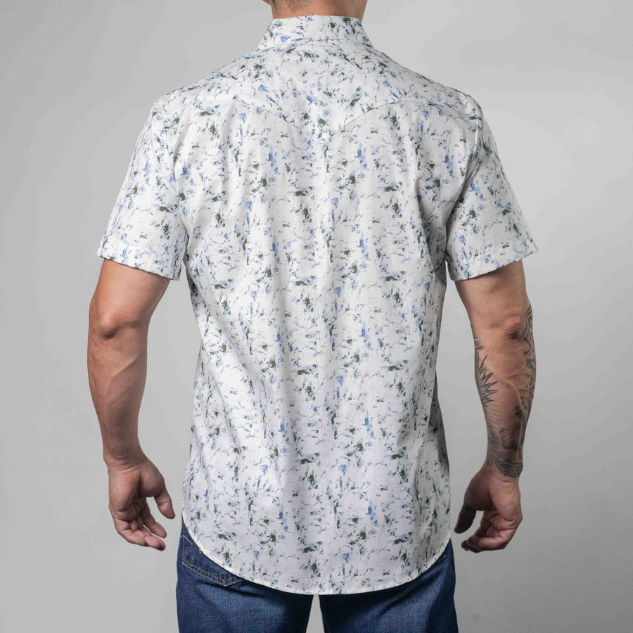 Camisa Hannover Manga Corta Estampada Blanco Stain