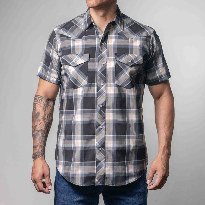Camisa Hannover Manga Corta Cuadros Negro/Gr Xls