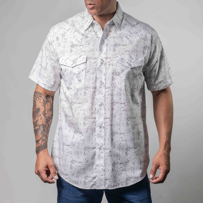 Camisa Hannover Manga Corta Estampada Blanco Ngo