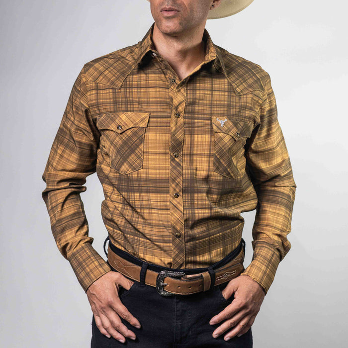 Camisa Cactus Cuadros Ocre/Ngro