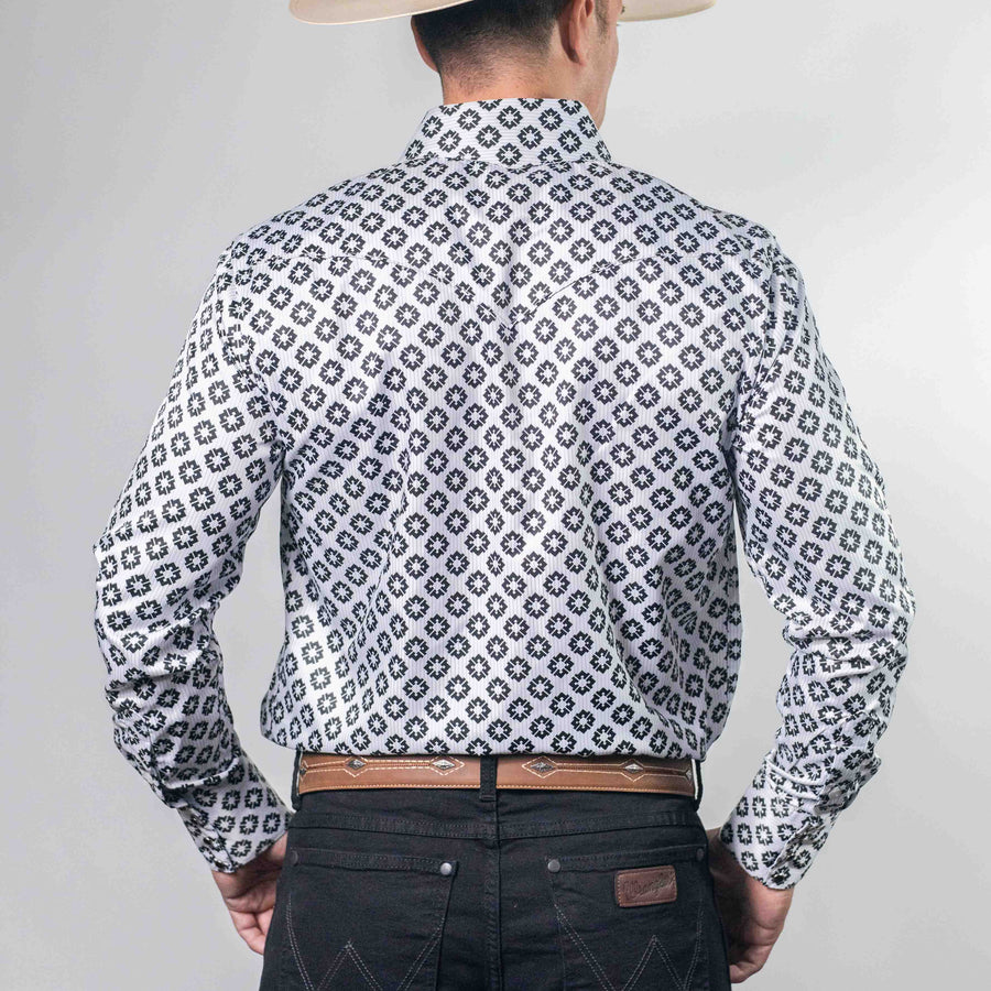 Camisa Cactus Estampada Blanco/Negro