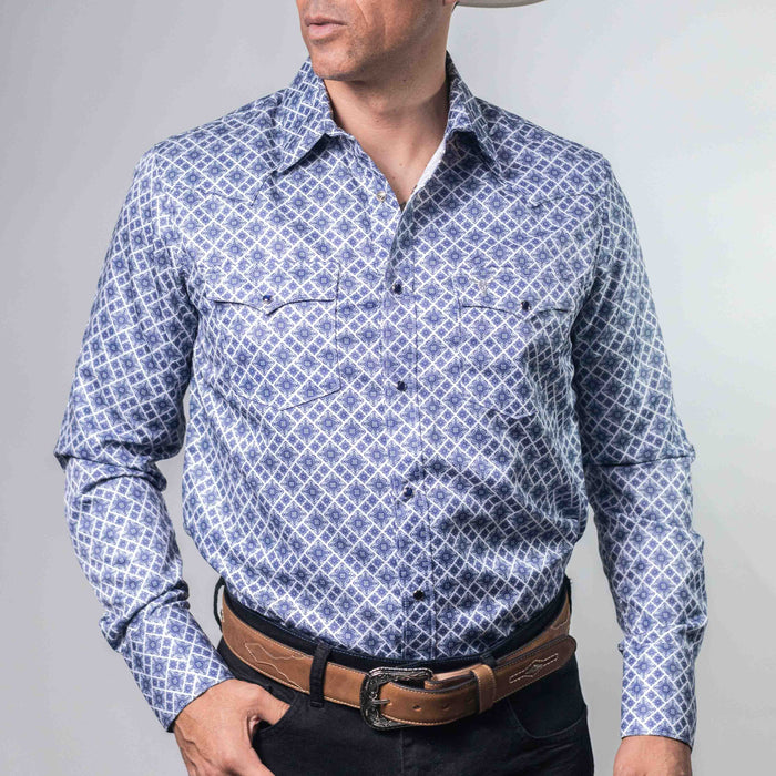 Camisa Cactus Estampada Tal Azul/Blanco