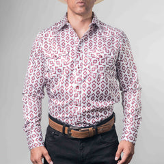 CAMISA CACTUS EST ROM BCO/VINO XLS