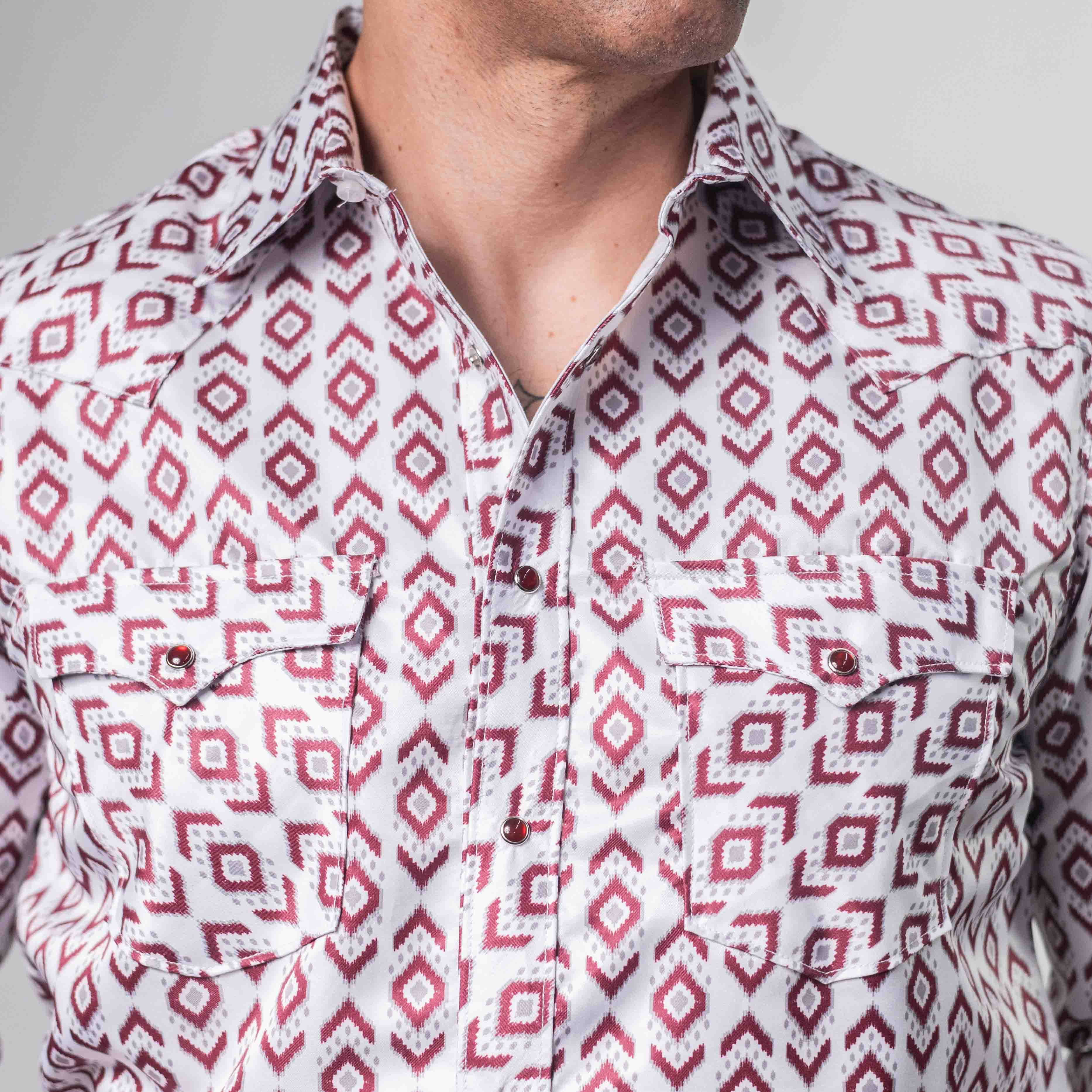 CAMISA CACTUS EST ROM BCO/VINO XLS