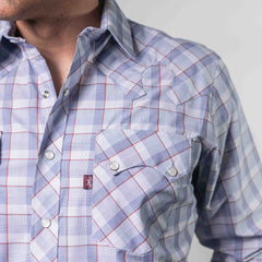 CAMISA FAR WEST CUA CELESTE/BCO