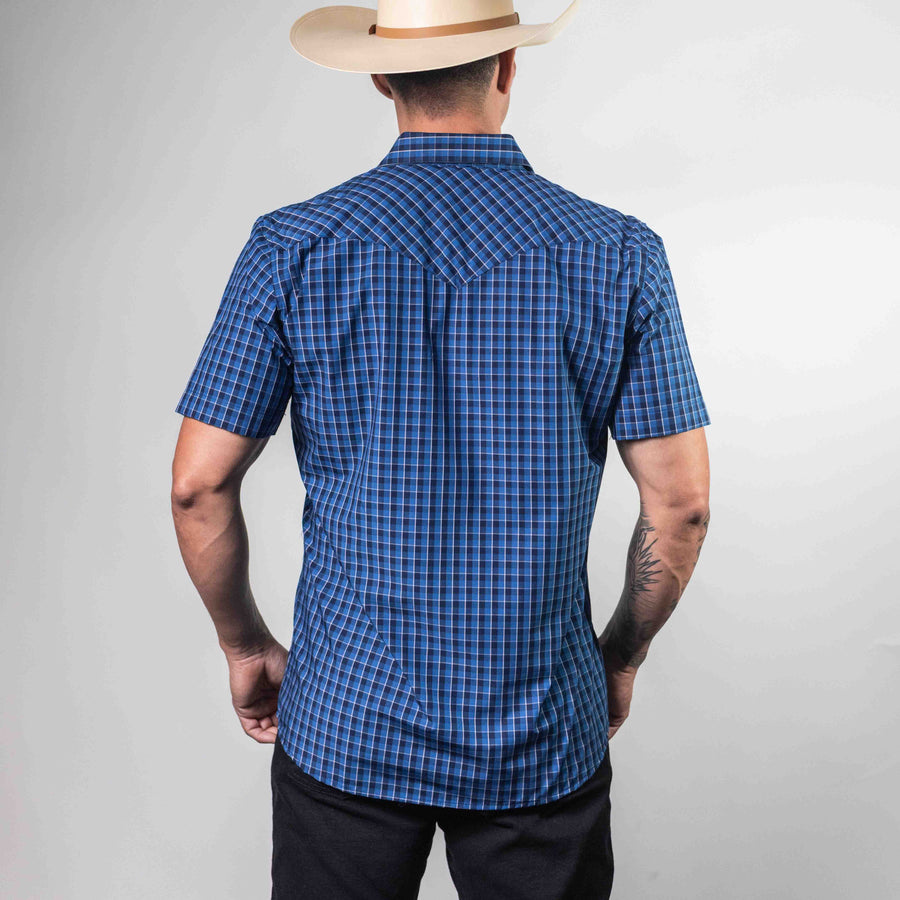 Camisa Bochi Manga Corta Bambu Cuadros Marino