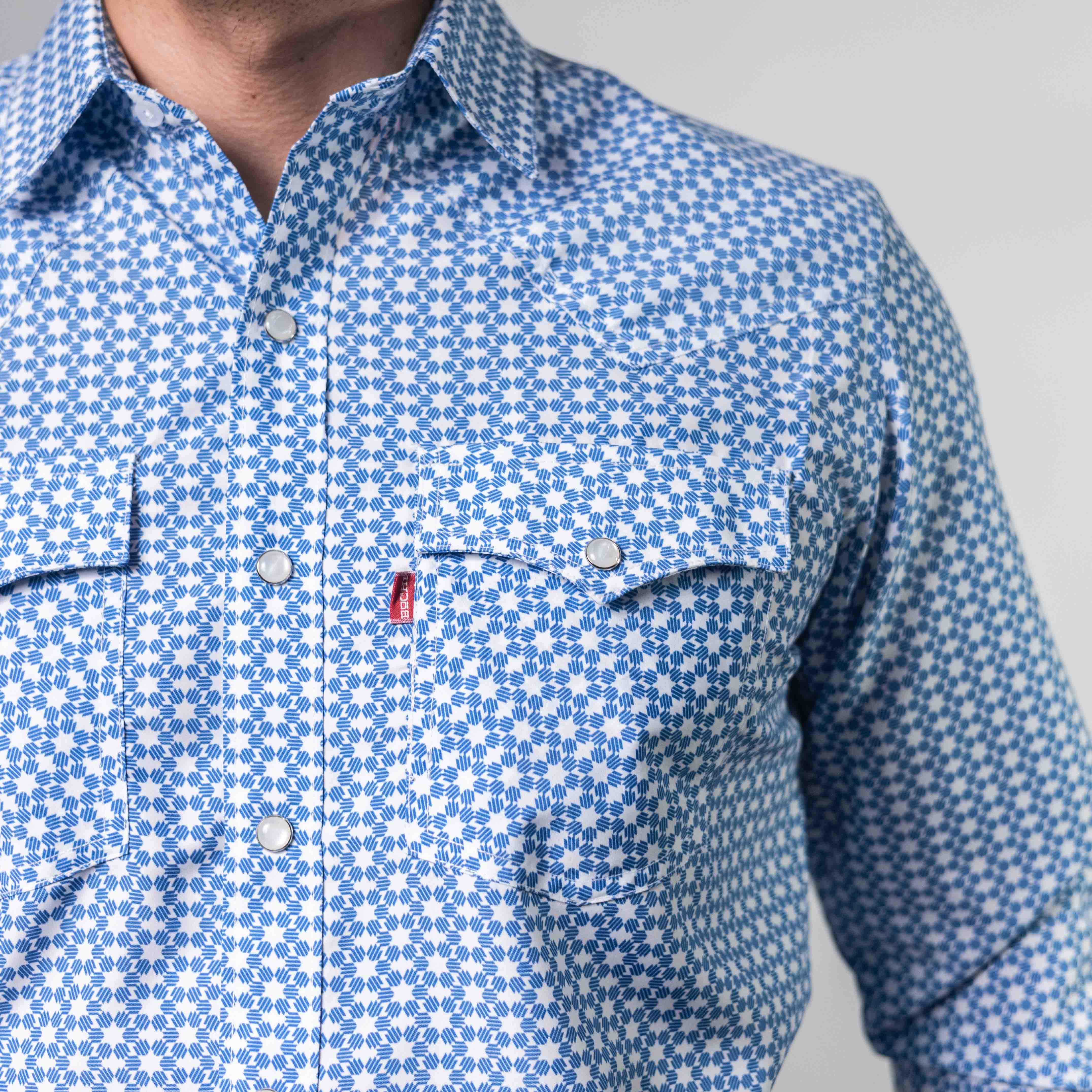 CAMISA BOCHI EST AZUL/BLANCO