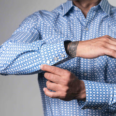 CAMISA BOCHI EST AZUL/BLANCO XLS