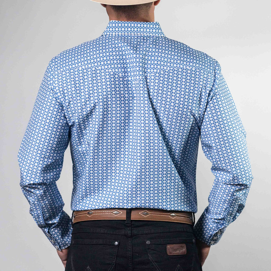 Camisa Bochi Estampada Azul/Blanco
