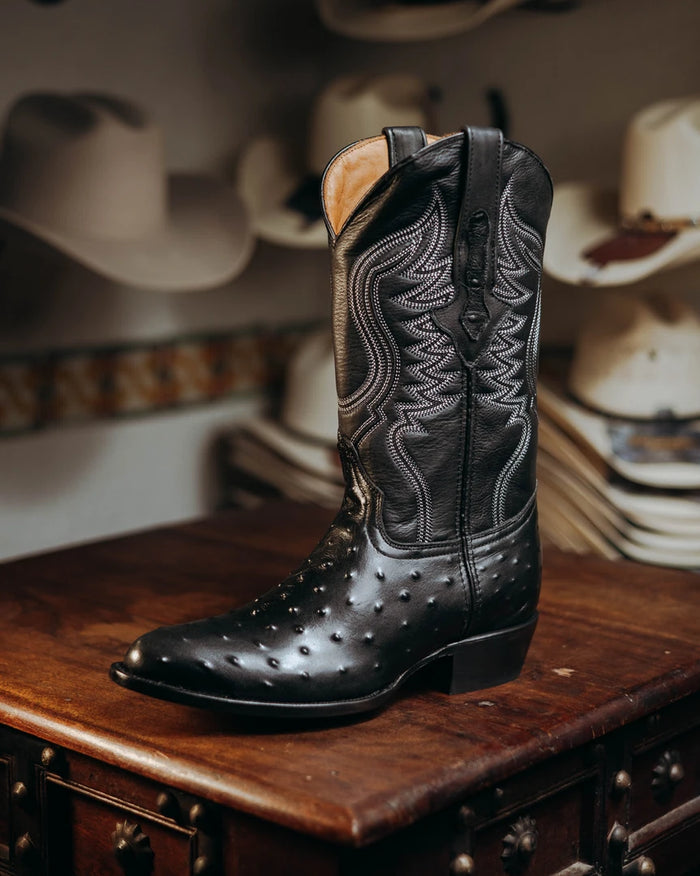 Bota Tejano Avestruz Print Ranch Negro 057