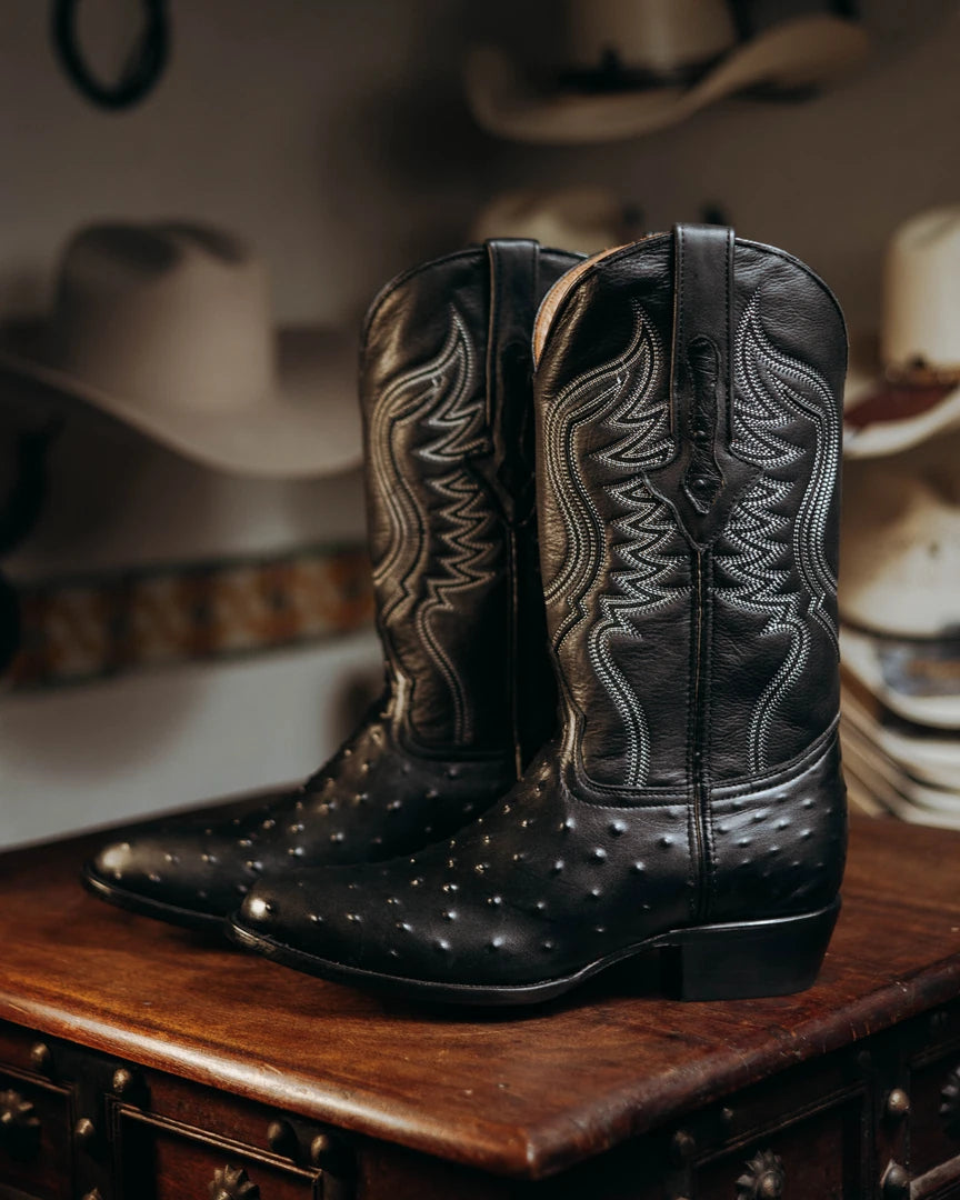 Bota Tejano Ave Print Ranch Negro 057
