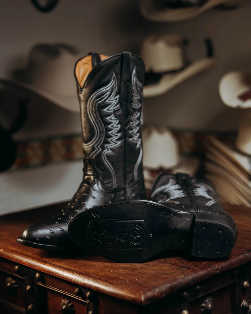 Bota Tejano Ave Print Ranch Negro 057