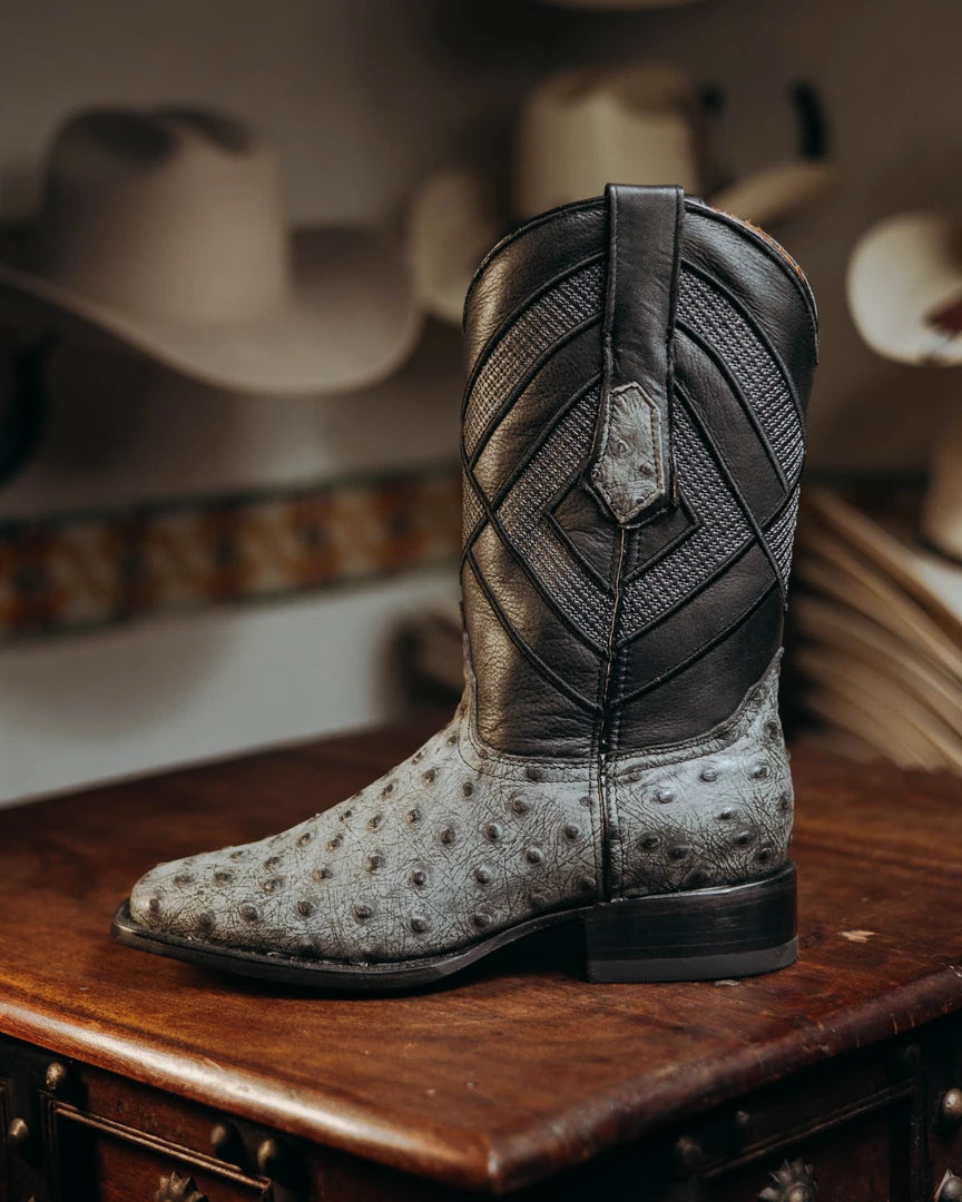 Bota Tejano Ave Print Ranch Gris 059