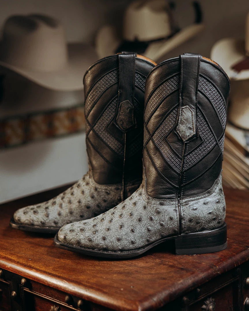 Bota Tejano Ave Print Ranch Gris 059