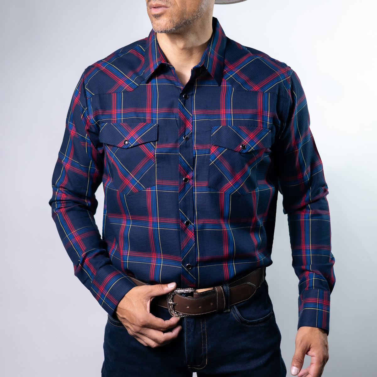 CAMISA MONTERO CUA MARINO/ROJO