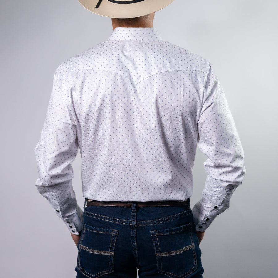 Camisa 1800W Estampada Blanco/Azul