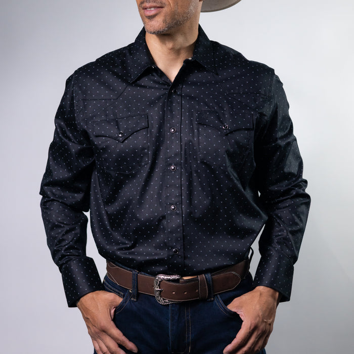 Camisa 1800W Estampada Negro/Gris
