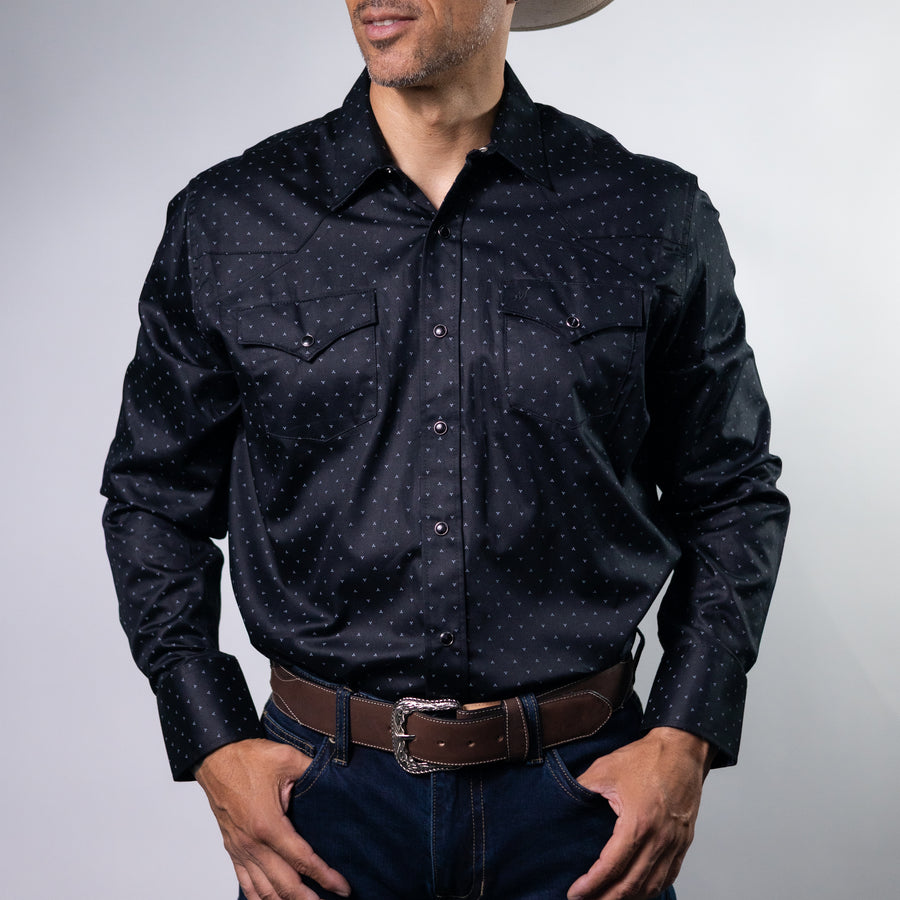 Camisa 1800W Estampada Negro/Gris