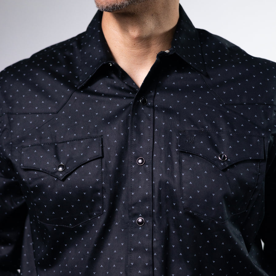 Camisa 1800W Estampada Negro/Gris