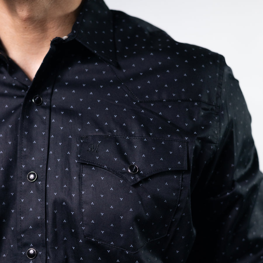 Camisa 1800W Estampada Negro/Gris