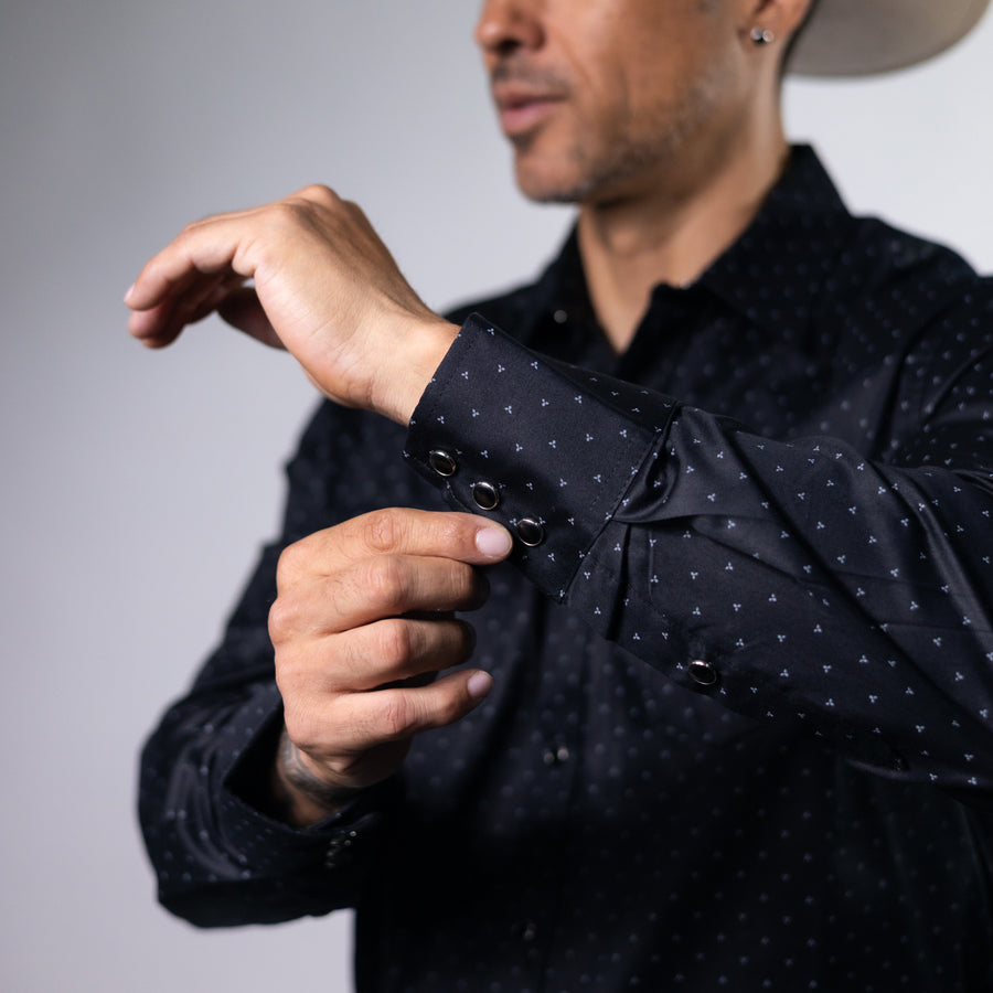 Camisa 1800W Estampada Negro/Gris