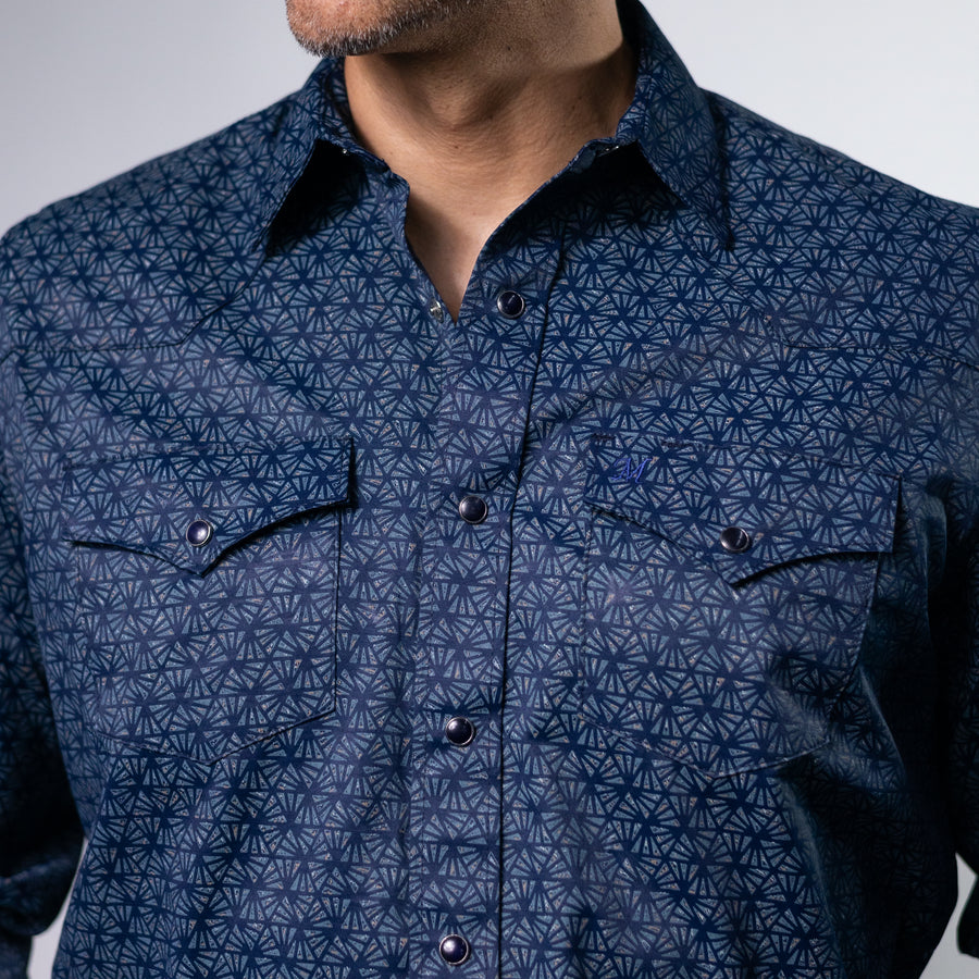 Camisa 1800W Estampada Prisma Marino