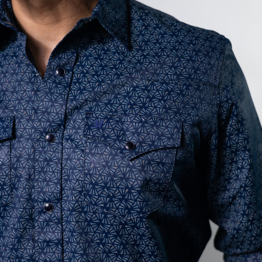 Camisa 1800W Estampada Prisma Marino