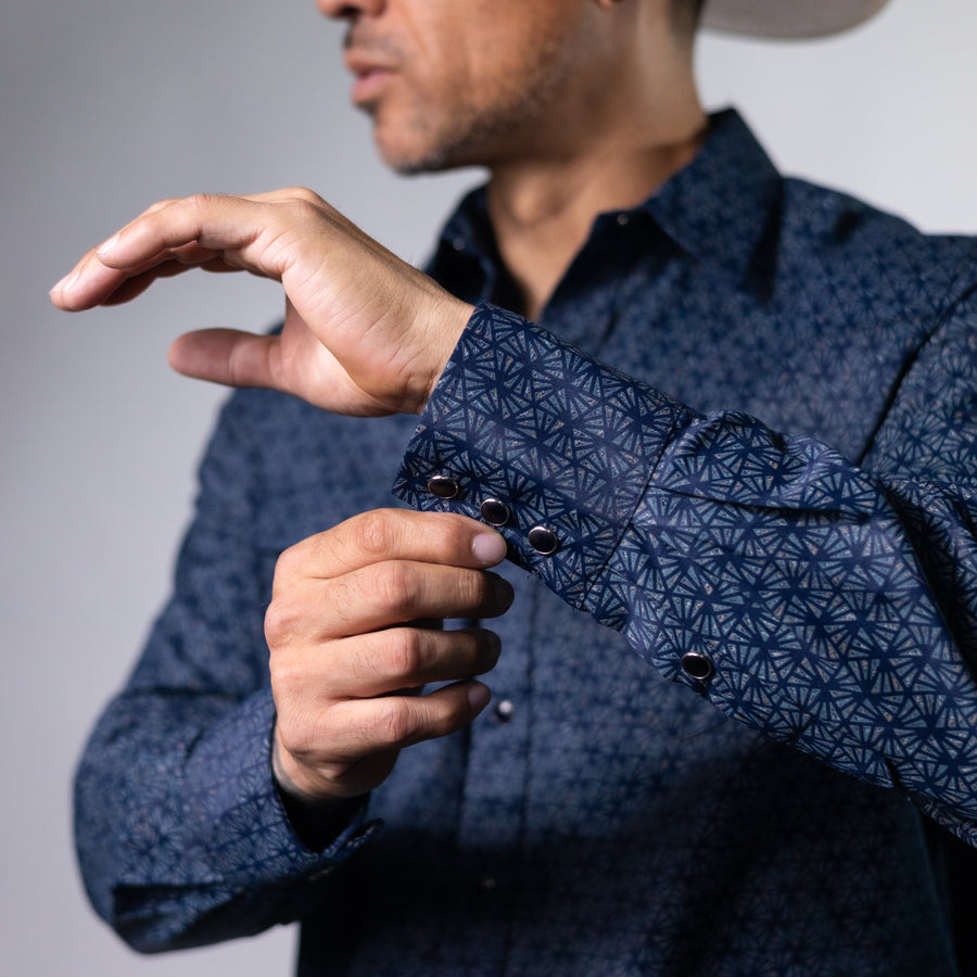 Camisa 1800W Estampada Prisma Marino