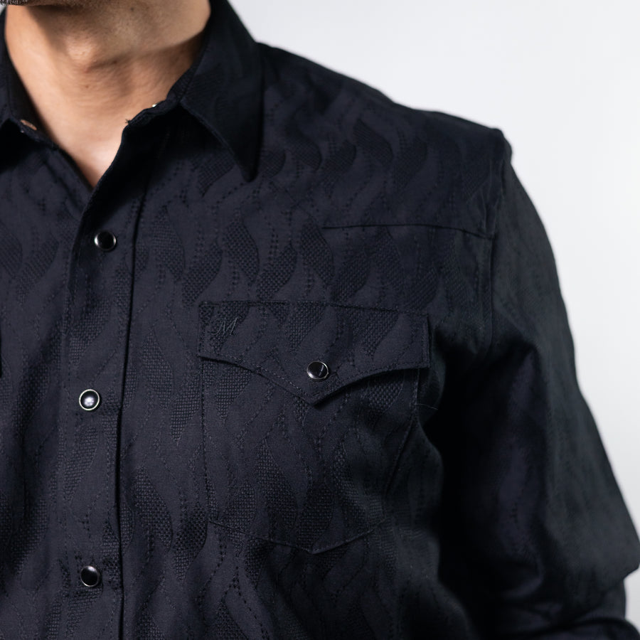 Camisa 1800W Estampada Textura Negro