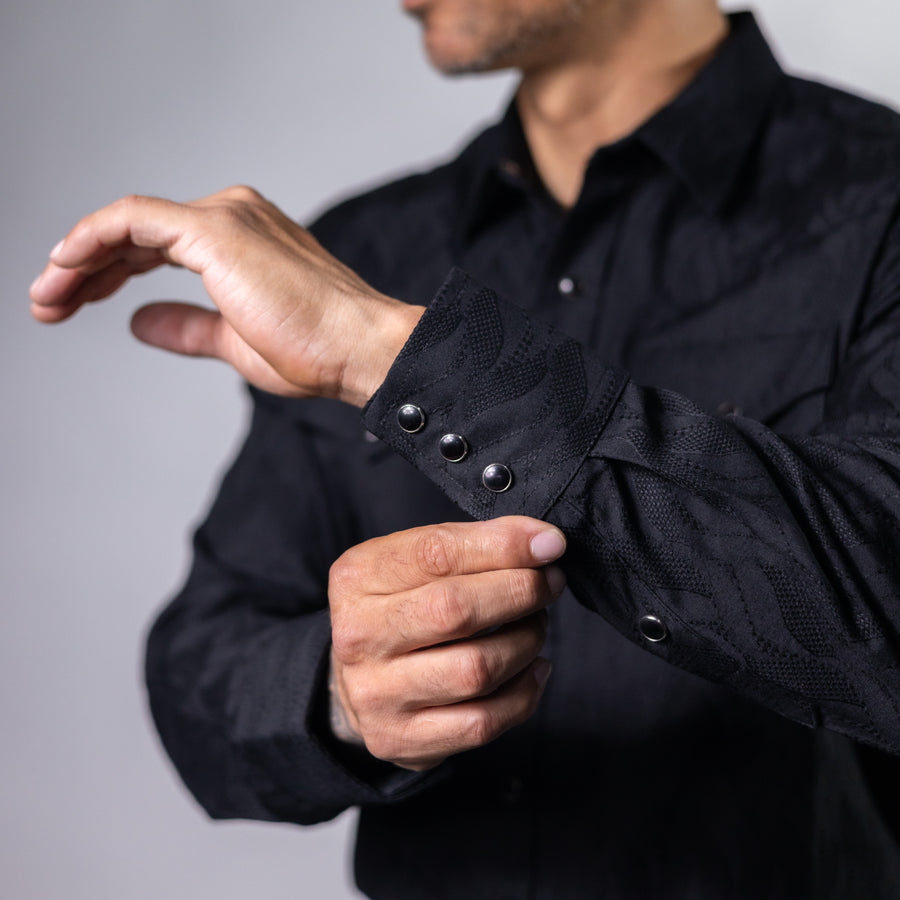 Camisa 1800W Estampada Textura Negro