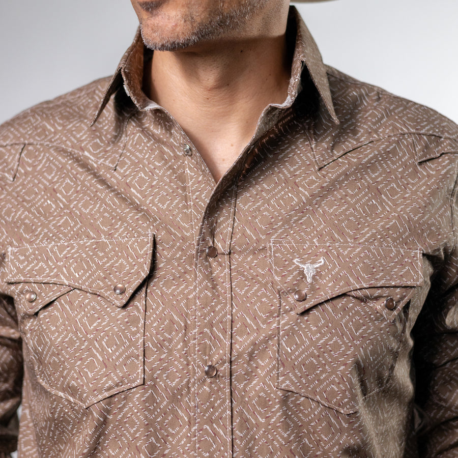 Camisa Cactus Estampada Romb Café/Blanco
