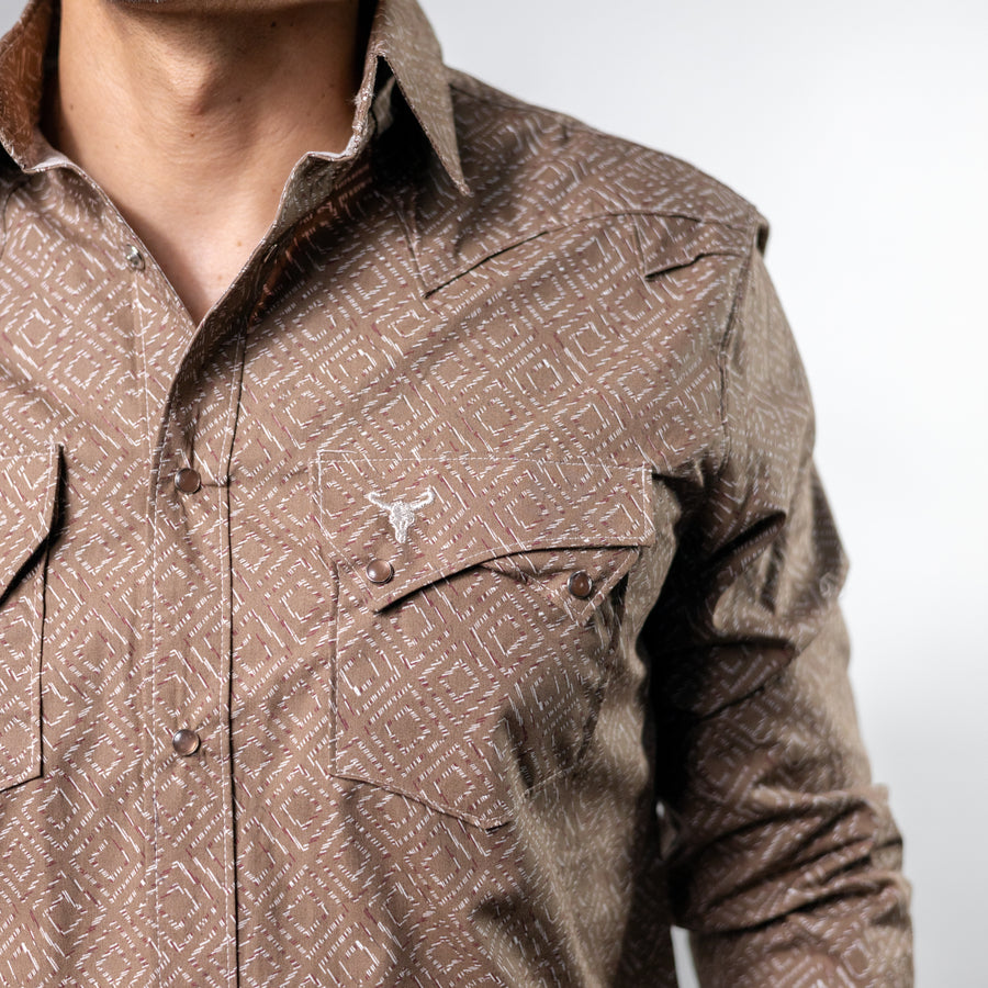 Camisa Cactus Estampada Romb Café/Blanco