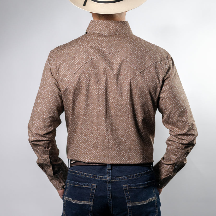 Camisa Cactus Estampada Romb Café/Blanco