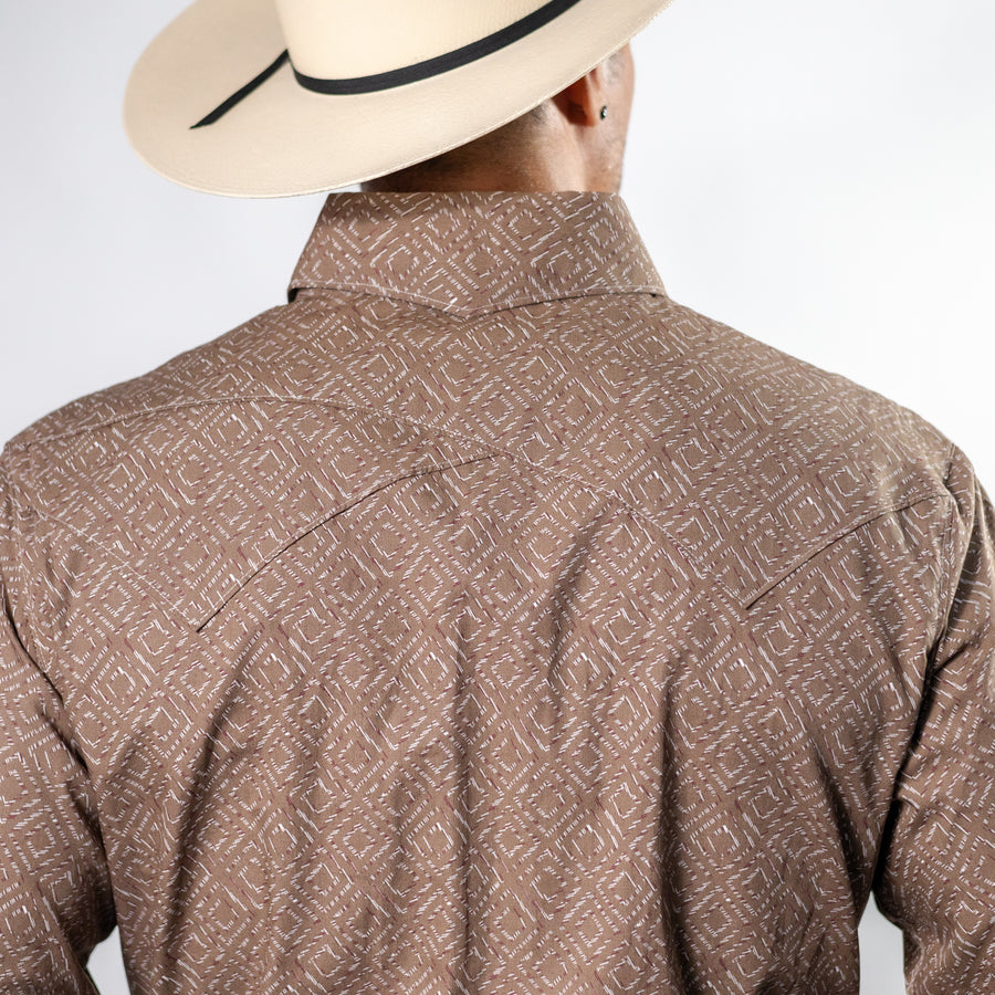 Camisa Cactus Estampada Romb Café/Blanco