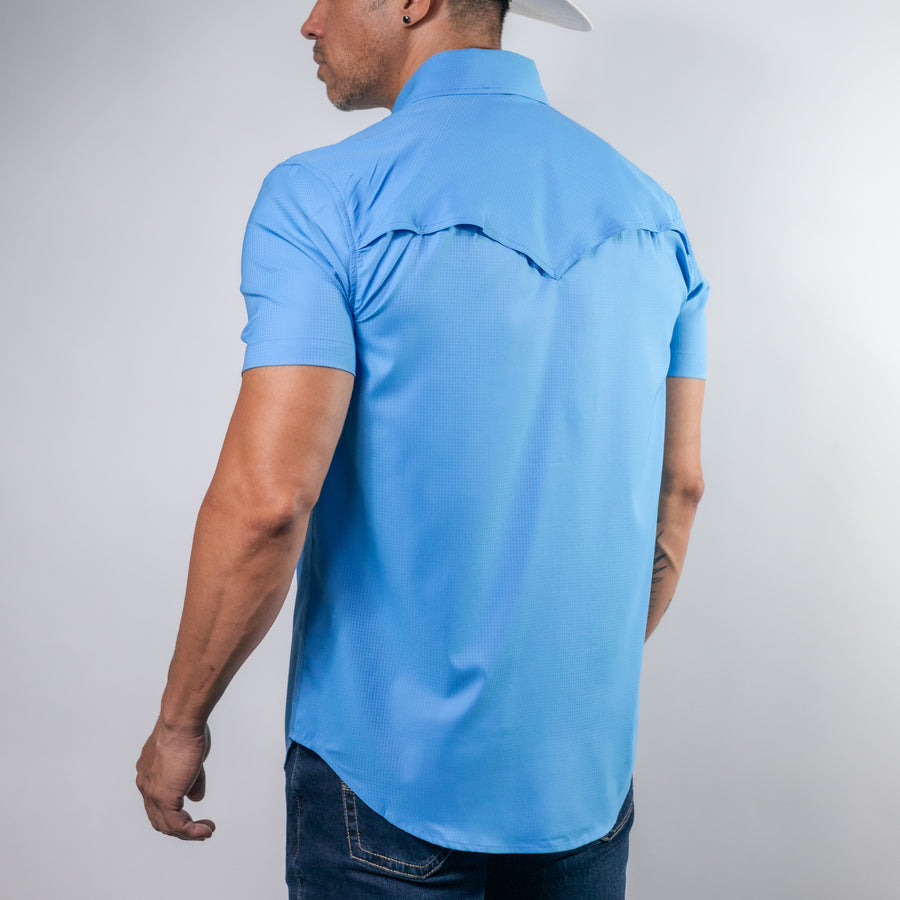 Camisa Rock&Roll Manga Corta Performance Lisa Azul