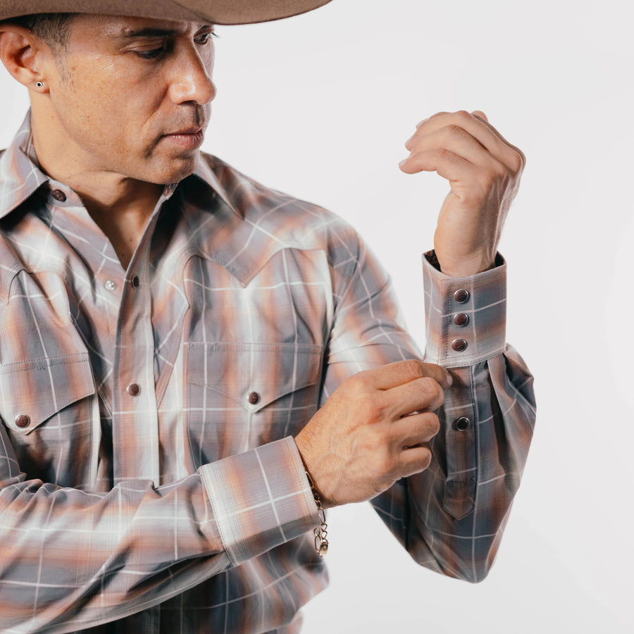 Camisa Stetson Cuadros Naranja/Gris 102