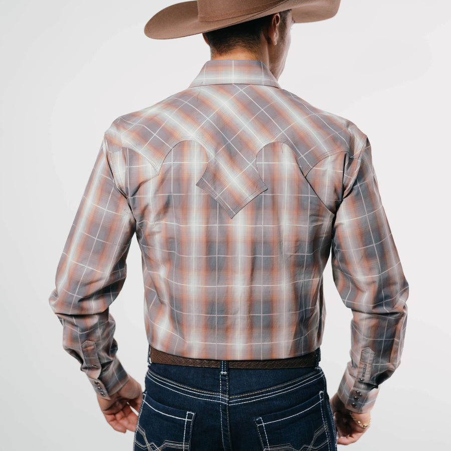 Camisa Stetson Cuadros Naranja/Gris 102