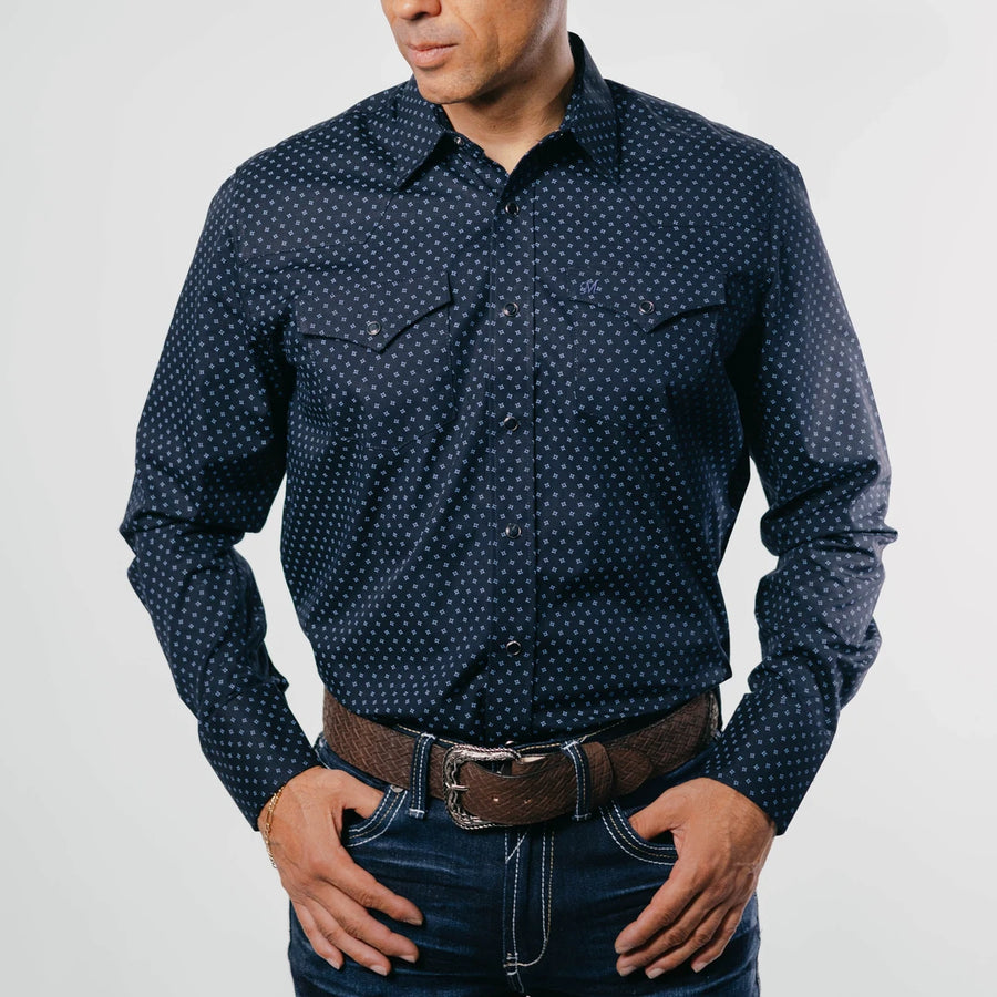 Camisa 1800 West Estampada Azul 007